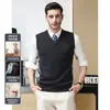 Chaleco de Lana de Punto Acanalado Grueso 100% Lana Australiana para Hombre, Ropa Interior Térmica de Lana Pura de Punto Liso