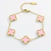 Modelos de Explosión Pulsera de Trébol de Cuatro Hojas de Cinco Flores Doble Cara Moda Simple Estilo Ins
