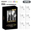 Amazon Popular Transfronteiriço 1010 Faca de Bife Ocidental, Garfo e Colher Componentes Quatro Aço Inoxidável Talheres Conjunto de Caixa de Presente de 24 Peças