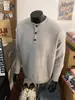 Nuevo suéter Henley de media botonadura, unisex, estilo coreano, versátil, retro y con un look sofisticado, tejido de manga larga para otoño e invierno