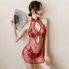 Poema Meisha: Lingerie Sexy Uniforme Sexy Pijamas Tentadores Puro Desejo Peito Pequeno Mostra Grande Fenda Alta Traje Cheongsam