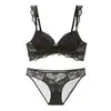 Conjunto de sujetador sexy inalámbrico de encaje con lazo estilo francés para mujer, diseñado para realzar bustos pequeños y brindar soporte a los senos laterales