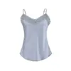 Camisola de encaje estilo francés con escote en V para mujer, top interior de verano holgado adelgazante, prenda exterior sedosa con hermoso diseño en la espalda