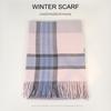 Cachecol de Lã Cashmere Xadrez Inverno Novo Estilo Coreano Xadrez Clássico Xale Quente Borla Sensação de Alto Padrão Cachecol para Uso Externo
