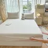 Capa de cama de peça única, espessa, classe A, cor sólida, algodão lavado 60 fios, qualidade para maternidade, capa de cama imitação de algodão puro para o verão