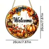 Letrero de Puerta de Madera de Calabaza con Telaraña de Araña, Fantasma Calavera, Best-Seller Transfronterizo de Halloween de Amazon, Adorno Colgante para Decoración del Hogar