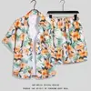Conjunto de camisa floral de manga corta y shorts para hombre, atuendo casual y elegante de dos piezas para vacaciones en la playa junto al mar, top holgado
