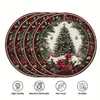 Moda Transfronteriza Navidad 38cm Acebo Redondo Borde Ondulado Papá Noel Árbol Copo de Nieve Mantel Individual Decoración de Mesa de Comedor Occidental