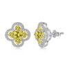 Brincos de Prata de Lei S925 Estilo Ins para Mulheres Trevo de Quatro Folhas Borboleta Geométrico Design Zircônio Amarelo Esmeralda Luxo Acessível Brincos High-End