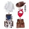 Traje Infantil de Cowboy Ocidental de Manga Longa Roupas de Festival para Meninos Roupas de Personagem Roupas de Performance Conjunto de 5 Peças para Bebês e Crianças