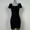 Vestido de Dongdaemun de Corea del Sur, sexy, con pecho grande y temperamento femenino, escote en U y cadera ajustada.