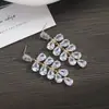 Brincos de Prata S925 com Pino, Zircônia Fresca de Alto Brilho, Borla de Folhas, Brincos Longos, Brincos de Flor para Mulheres