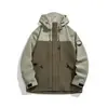 Chaqueta de color block para exteriores para pareja, chaqueta impermeable y cortavientos con capucha, ropa de montañismo