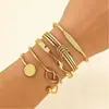 Set de Pulsera de Cadena de Anillos de Venta Caliente Transfronteriza, Moda Europea y Americana, Diseño Sencillo de Nicho, Pulsera Multicapa Ajustable