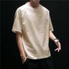 Camiseta de Lino de Verano para Hombre de Manga Corta Estilo Coreano Holgado Ropa para Estudiantes Camiseta de Media Manga de Algodón y Lino para Hombre Moda Versátil