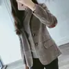 Chaqueta de Traje Pequeña de Lana a Cuadros para Mujer 2026 Primavera y Otoño Nuevo Estilo Corto Estilo Coreano Talla Grande Traje Retro para Mujer Top