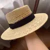 Chapéu de Palha Aba Reta Estilo Retro Old Money Francês para Mulheres, Chapéu de Proteção Solar para Férias de Verão na Praia