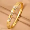 Pulsera de Acero Inoxidable con Incrustaciones de Diamante en Forma de Corazón para Mujer, Lujo Ligero Europeo y Americano Transfronterizo, No se Desvanece, Elegante Pulsera Abierta con Broche
