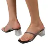 Nuevos Tacones Transparentes de Estilo Veraniego 2025, Tacones Medios, Tacones Gruesos, Sandalias, Sandalias Exteriores de Cristal Estilo Hada para Mujer