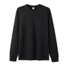 Camiseta de algodón de seda de hielo de 190 g, holgada, de manga larga, cuello redondo, para hombre, casual, versátil, con estampado y bordado, top de capa base