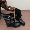 Botas Martin de tacón alto y plataforma 2026, botas de jinete que aumentan la altura, de moda para primavera y otoño, estilo retro, nuevo modelo de invierno, punta redonda plisada