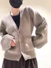 Amazon Transfronterizo Abrigo Suéter para Mujer Otoño e Invierno 2025 Nuevo Casual Color Sólido Cuello en V Cintura Alta Bolsillo de Punto Cárdigan