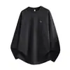 Camiseta Larga de Manga Raglán con Cuello Redondo Han Lu para Hombre, Estilo Otoño, Deportes Ligeros al Aire Libre, Camiseta Base Holgada Casual Transpirable.