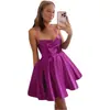 Vestido de Noite Simples Europeu e Americano com Alças e Design Ombro a Ombro, Curto para Coquetel Festa de Aniversário Banquete Estudantil
