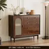 Juego de Mueble de TV y Mesa de Café, Tejido de Ratán Vintage con Marco de Madera Maciza, Mueble de Almacenamiento Estilo Francés para Sala de Estar, Cómoda Doméstica para Apartamento Pequeño