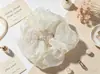 Elástico Elegante Oversize, Goma para el Cabello Grande de Organza Floral con Perlas, Accesorios de Playa, Al Por Mayor en Stock