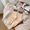 Calcetines gruesos para niños, otoño e invierno, nuevos calcetines de tubo medio de estilo universitario a rayas para mujer, venta al por mayor, calcetines cálidos de lana de imitación para mujer.