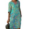 Vestido Camisa Estampado de Mujer de Cuello en V Holgado Talla Grande para Edad Media y Mayores, Nuevo para Primavera y Verano 2025, Exportación Transfronteriza Europea y Americana