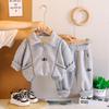 Roupas de Outono e Inverno para Meninos 2025 Novo Conjunto de Moletom de Veludo da Moda Roupas Bonitas de Inverno para Bebês Bebês Crianças