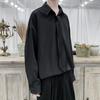 Camisa Nueva para Hombre 2024 Estilo Hong Kong Marca de Moda Tendencia Suelta Color Sólido Simple Casual Manga Larga Corbata de Hombre