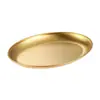 Prato Oval de Aço Inoxidável Estilo Coreano Prato Formato de Ovo Prato Dourado para Churrasco Prato Espesso para Peixe Cozido Bandeja Criativa para Restaurante Prato para Lanches