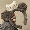 Faixa de Cabelo de Pelúcia para Lavar o Rosto e Maquiagem, Orelhas de Gato e Urso Fofas de Desenho Animado, Acessórios de Cabelo Femininos de Desenho Animado com Estampa de Leopardo, Novos Acessórios de Cabeça