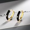 Fivela de Orelha Europeia e Americana Brincos Redondos Simples Preto e Branco com Cola de Gota Pregos de Orelha com Diamante Distintivos Encontre Fábrica Brincos Personalizados