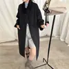 Estilo Hepburn retrô versão coreana novo casaco de cashmere dupla face outono e inverno casaco longo de lã lapela cachecol fitas
