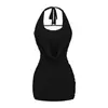 Vestido de Malla con Cuello Halter Estilo Chica Sexy y Atrevida para Mujer, Nuevo Diseño de Verano Ajustado con una Falda Bodycon Elegante y con Estilo
