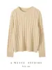 Tejido Trenzado Retro Chic Con Cuentas Llamativo Cuello Redondo Versátil Para Mujer Otoño/Invierno Estilo Perezoso Elegante Top