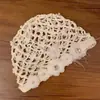 Chapéu Lenço de Cabeça Floral Vazado Estilo Jin Jing para Mulheres, Chapéu de Tricô Estilo Étnico para Primavera e Verão, Gorro de Crochê Feito à Mão