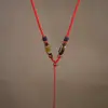 Cordón para Colgante de Jade Tejido a Mano con Seda Enrollada, Ágata y Colgante de Oro, Cordón para Collar con Colgante de Jade de Hilo Rojo, Cordón para Collar con Colgante