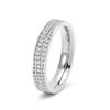 Estilo coreano elegante das mulheres 18K ouro dupla fileira Diamante estrelado anel de aço de titânio jóias frescas em estoque