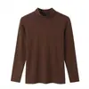 Camiseta base de otoño para mujer, corte slim, manga larga, cuello semi-alto, versátil y suave, camiseta de rayón de 260g, top simple y moderno