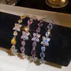 Pulseira com Fecho de Flor de Zircônia Gota d'Água Estilo Coreano Simples Fashion Minimalista Elegante Pulseira Joias de Luxo Leve de Alta Qualidade