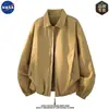 Chaqueta de aviador de alta calidad marca NASA estilo retro americano, abrigo versátil casual suelto para hombre de otoño