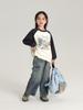 Sudadera de Terciopelo de Doble Cara para Niñas con Color en Contraste Pudín Haru Otoño Nuevo Bebé Niña Estampado de Dibujos Animados Patrón Sudadera Casual