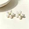 Brincos de Flor de Pérola em Prata de Lei S925 Coreanos para Mulheres, Brincos de Design de Alto Padrão, Novos Brincos de Pérola de Água Doce 2026