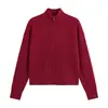 Suéter grueso de punto trenzado con media cremallera y cuello alto para mujer, invierno 2026, patrón trenzado jacquard vintage, suéter holgado de lana pura