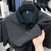 Camiseta de Manga Corta Rayada Sin Costuras con Sensación a Hielo para Hombre de Edad Media Estilo Nuevo Verano 2026 Camisa Polo Transpirable para Hombre